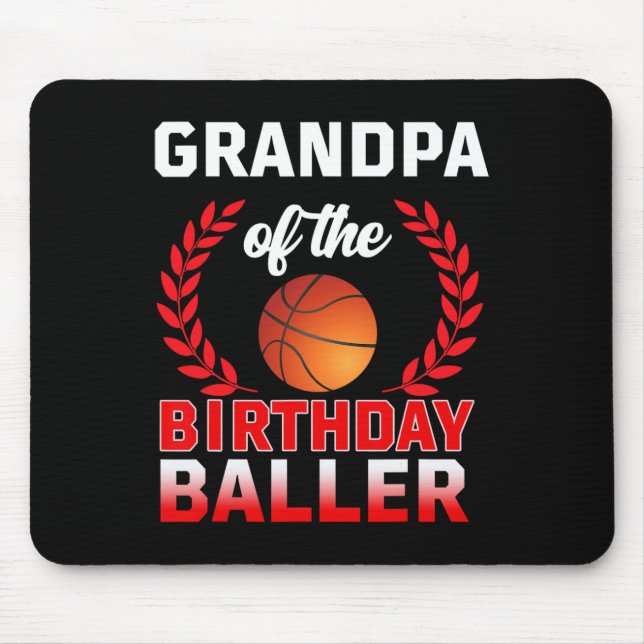 Alfombrilla De Ratón GRANDPA Del Tema Del Baloncesto Baller De Cumpleañ (Frente)