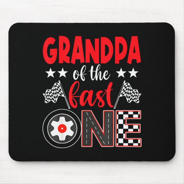 Alfombrilla De Ratón Grandpa Of The Fast One Birthday 1st Race Car Fami (Frente)