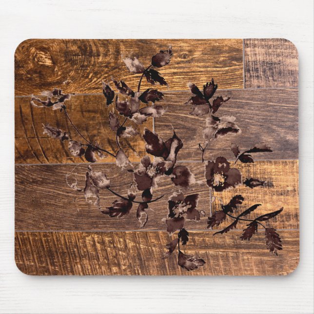 Alfombrilla De Ratón Grano Rustic Wood con problemas, rosas de países (Frente)