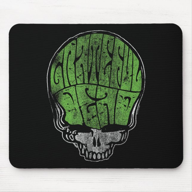 Alfombrilla De Ratón Grateful Dead Psychedelic Green Stealie Skull Vint (Frente)