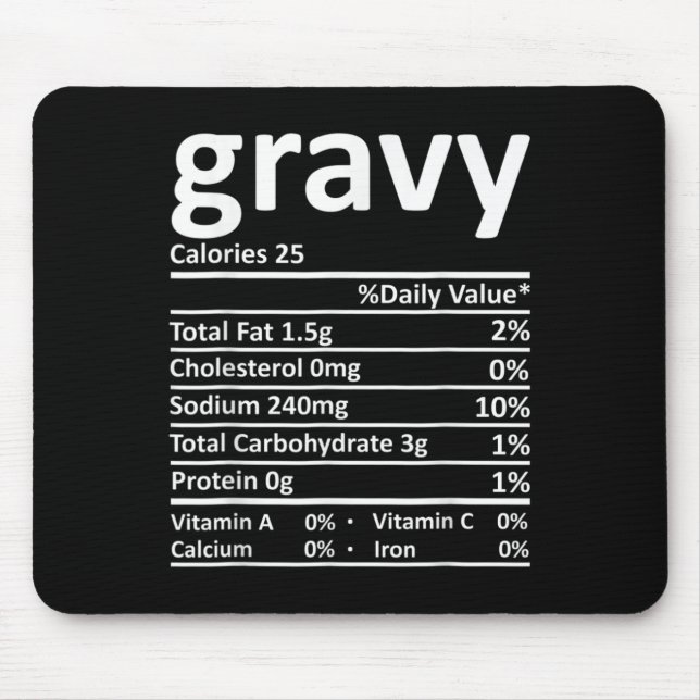 Alfombrilla De Ratón Gravy Nutrition Facts Fun Acción de Gracias Navida (Frente)