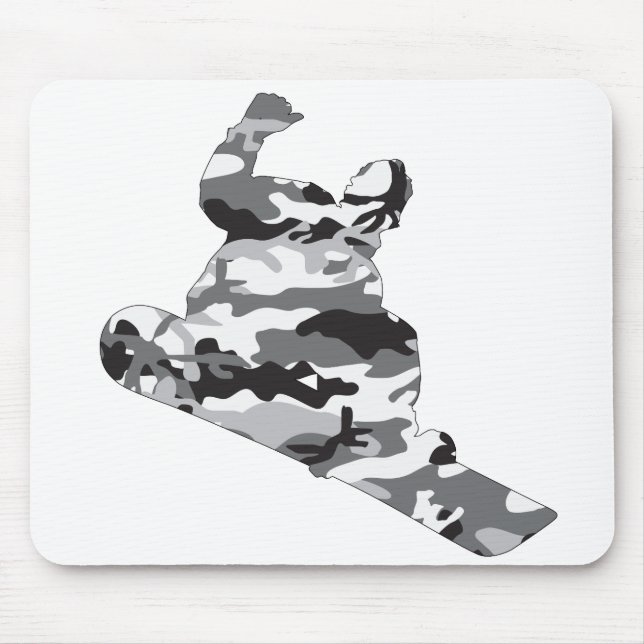 Alfombrilla De Ratón Gray-Camo-Snowboarder (Frente)