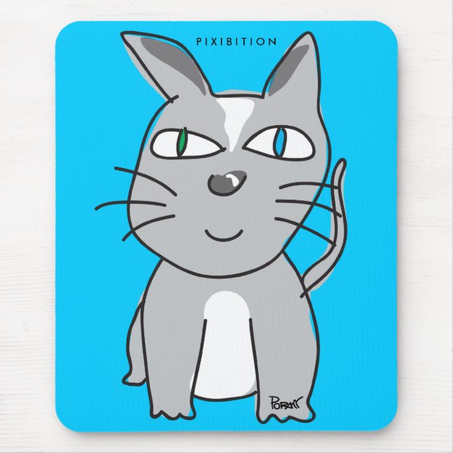 Alfombrilla De Ratón Gray Kitty Cat Mousepad (Frente)