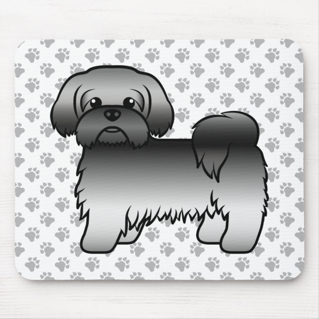 Alfombrilla De Ratón Gray Shih Tzu Cute Cartoon Dog Ilustracion (Frente)