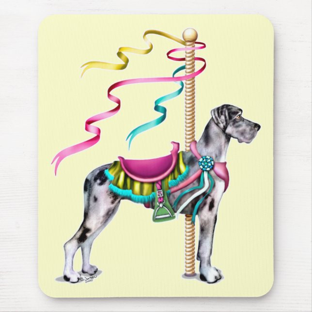 Alfombrilla De Ratón Great Dane Merle Carousel UC (Frente)