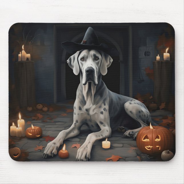Alfombrilla De Ratón Great Dane Pumpkins Halloween Scary Flip (Frente)