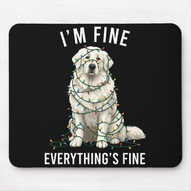 Alfombrilla De Ratón Great Pyrenees Christmas I'm Fine Everything Is Fi (Frente)