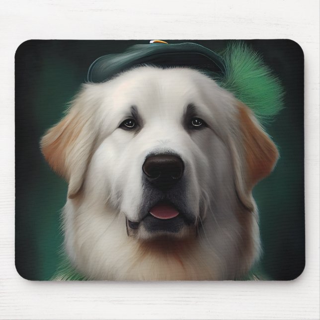 Alfombrilla De Ratón Great Pyrenees Dog in St. Patrick's Day Dress (Frente)
