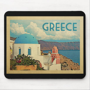 Alfombrilla De Ratón Grecia Santorini Viajes Vintage