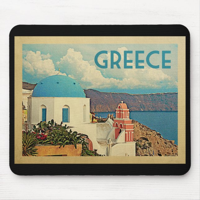 Alfombrilla De Ratón Grecia Santorini Viajes Vintage (Frente)
