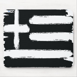 Alfombrilla De Ratón Greek Distressed Black Grunge Vintage Flag Greece