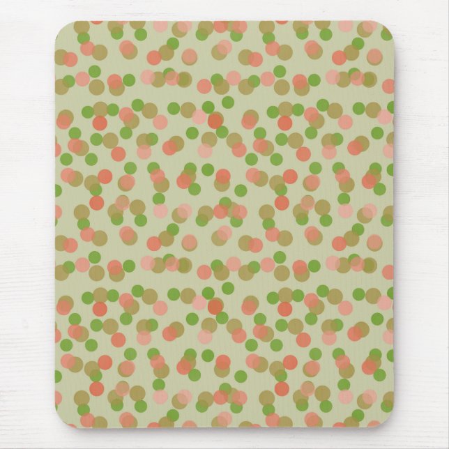 Alfombrilla De Ratón Green and Peachy Pink Polka Dots (Frente)