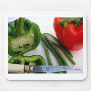 Alfombrilla De Ratón Green and Red Peppers with Beans