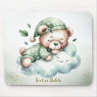 Alfombrilla De Ratón Green Boho Sleeping Teddy Bear Cute