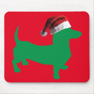 Alfombrilla De Ratón Green-Doxie-Y-Santa-Gorra