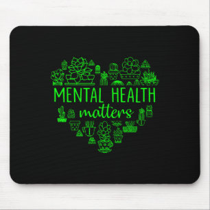 Alfombrilla De Ratón Green Floral Wildflower Mental Health Awareness S