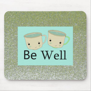 Alfombrilla De Ratón Green Matcha Tea Faux Purpurina Be Well Mousepad