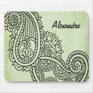 Alfombrilla De Ratón Green Mehndi Motif Mousepad