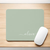 Green Sage Girly Script Monograma Nombre moderno