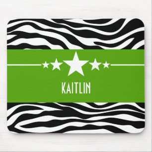 Alfombrilla De Ratón Green Sassy Star Zebra Mousepad