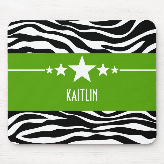 Alfombrilla De Ratón Green Sassy Star Zebra Mousepad (Frente)