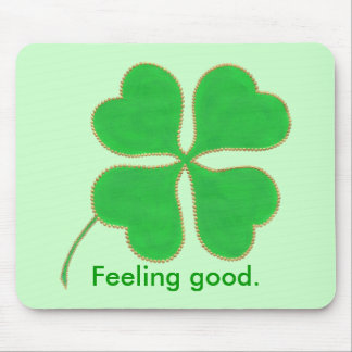 Alfombrilla De Ratón Green Shamrock Feeling good, affirmation mousepads