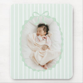 Alfombrilla De Ratón Green Stripes Bow Frame Custom Photo Mousepad