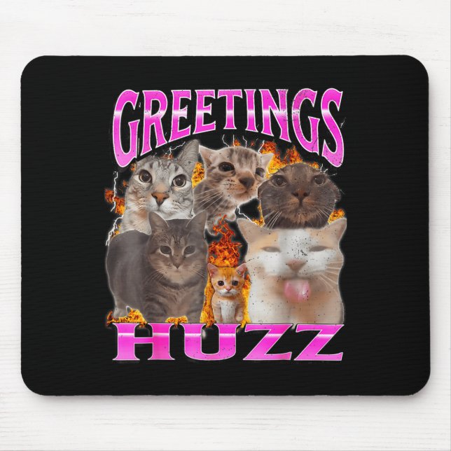 Alfombrilla De Ratón Greetings Huzz Funny Cat Meme Bootleg Graphic Men  (Frente)