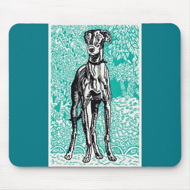 Alfombrilla De Ratón Greyhound Black Line Green Background Moriz Jung (Frente)