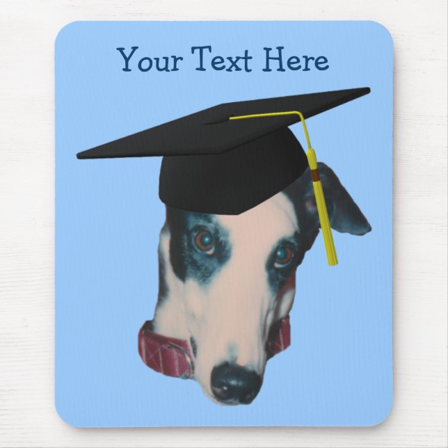 Alfombrilla De Ratón Greyhound En Graduación Cap Funny Dog Mousepad (Frente)
