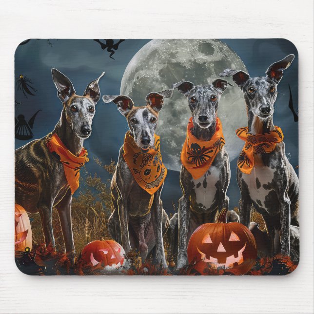 Alfombrilla De Ratón Greyhound Halloween Espeluznante (Frente)