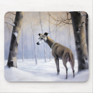 Alfombrilla De Ratón Greyhound italiano deja que nieve Navidades