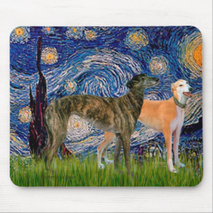 Alfombrilla De Ratón Greyhound Pair - Noche estrellada