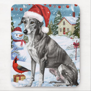 Alfombrilla De Ratón Greyhound Winter Wonderland Navidad Alegria