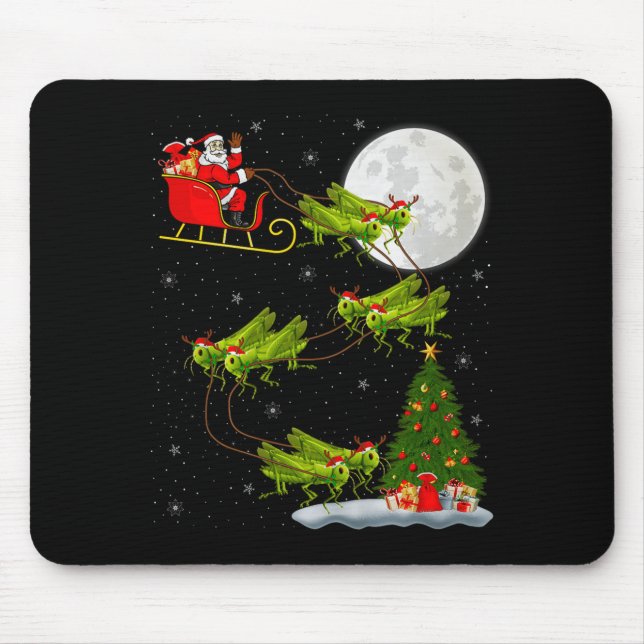 Alfombrilla De Ratón Grhopper Santa Sleigh Flying Funny Magical Christm (Frente)