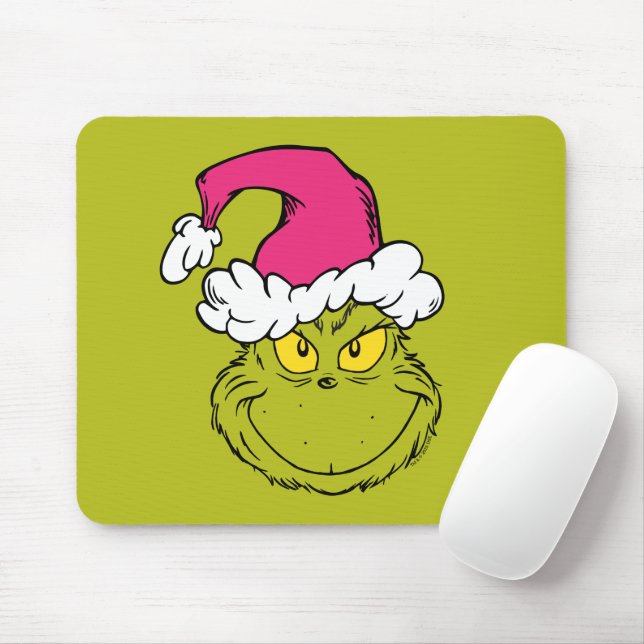 Alfombrilla De Ratón Grinch con sombrero rosa de Santa (Con ratón)