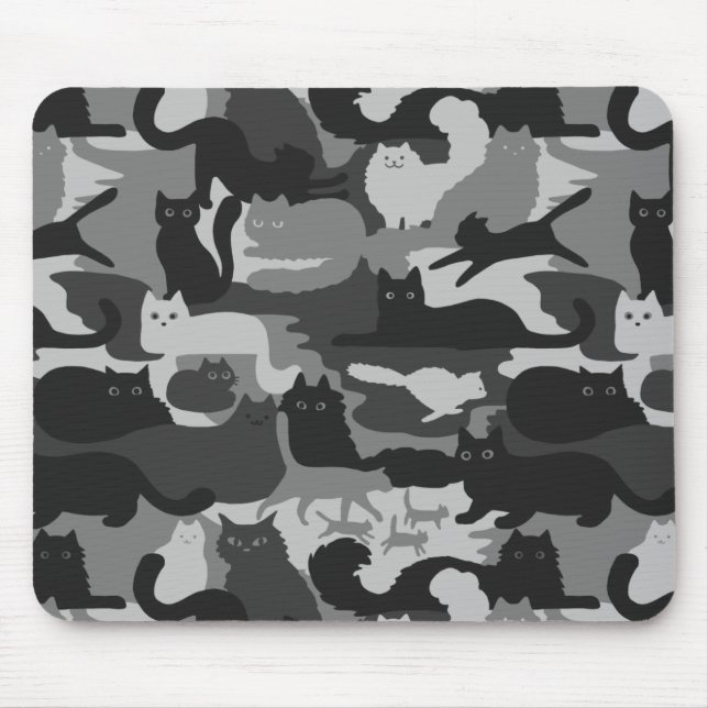 Alfombrilla De Ratón Gris Camuflaje Gris Gris Gatitos Gris Gatitos Camo (Frente)