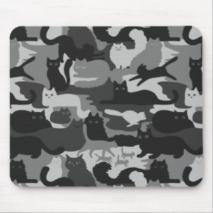 Alfombrilla De Ratón Gris Camuflés Gris Cats Patrón Gris Gatitos Gato