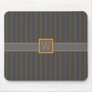 Alfombrilla De Ratón Gris con Naranja Pinstripes Mousepad