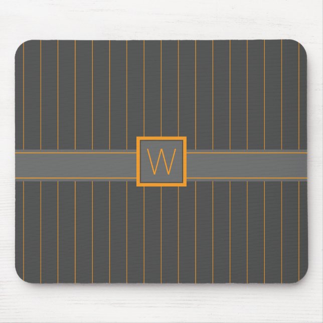 Alfombrilla De Ratón Gris con Naranja Pinstripes Mousepad (Frente)