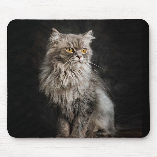 Alfombrilla De Ratón Gris Fluffy Cat (Frente)