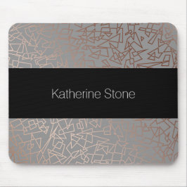 Alfombrilla De Ratón Gris geométrico del modelo del oro color de rosa