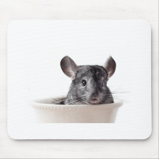 Alfombrilla De Ratón Gris lindo de la chinchilla de la taza de té