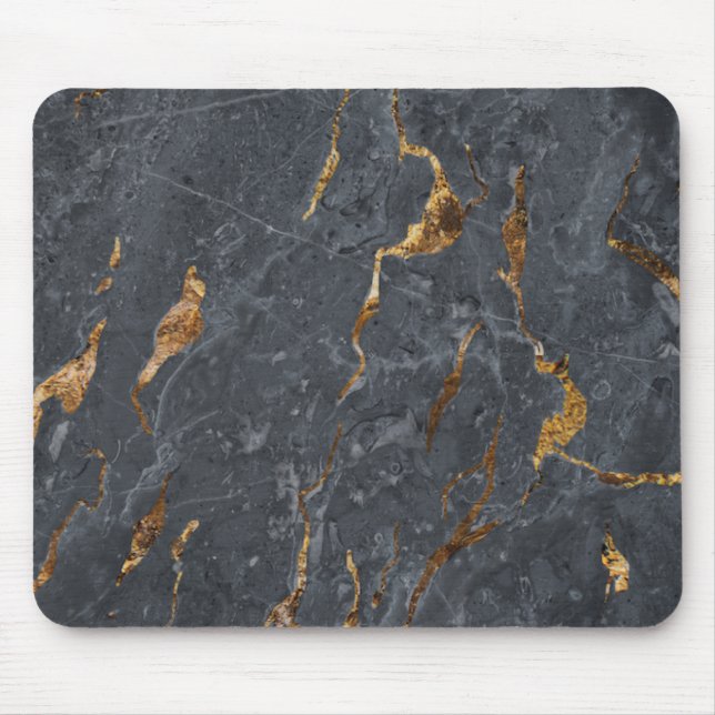 Alfombrilla De Ratón Gris Mármol Frío Dorado (Frente)