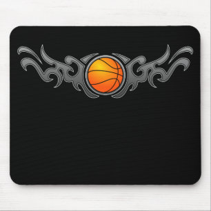 Alfombrilla De Ratón Gris tribal Mousepad de las llamas del baloncesto