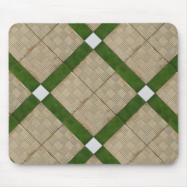 Alfombrilla De Ratón Gris verde diagonal de cerámica de las tejas (Frente)