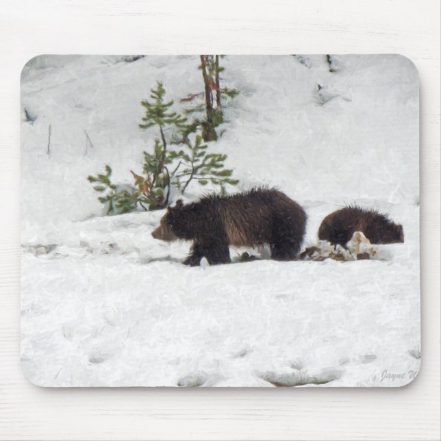Alfombrilla De Ratón Grizzlies in the Snow (Frente)
