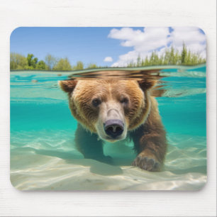 Alfombrilla De Ratón Grizzly Bear Animal Fun Nature Jugando