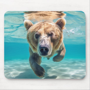 Alfombrilla De Ratón Grizzly Bear Animal Fun Nature Jugando