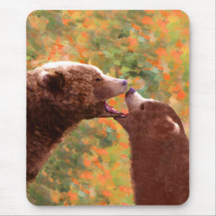 Alfombrilla De Ratón Grizzly Bear Mom and Cub Painting - Wildlife Art
